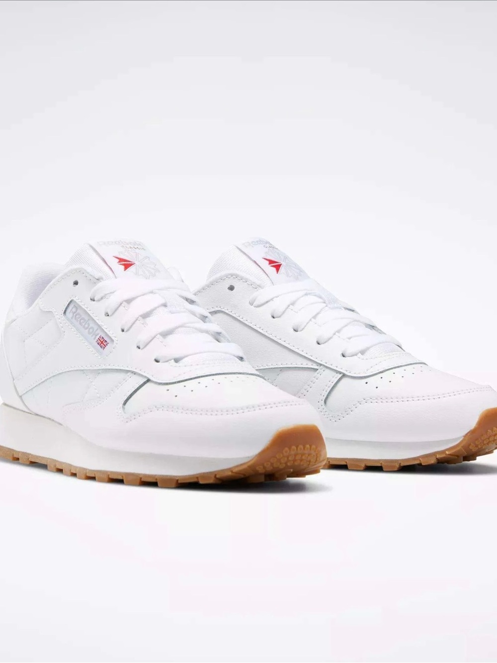 Reebok White Leather Sneakers with Gum Outsole